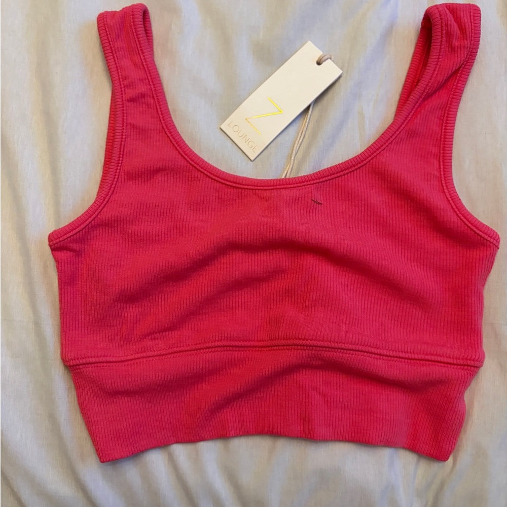 Pink Ribbed Crop Top